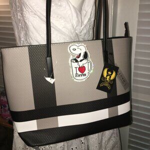 Snoopy I love Coffee Large Black Tote Bag - Canvas New